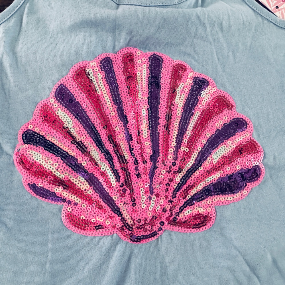 Blue Shell Tank Top and Pink Shell Skirt Set - Picture 6 of 7